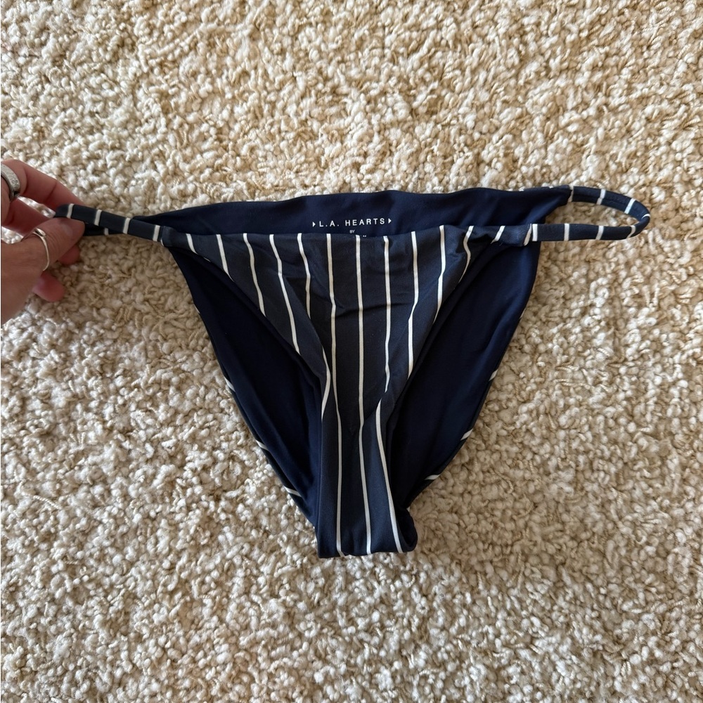 PacSun Navy and White Striped Bikini Bottom